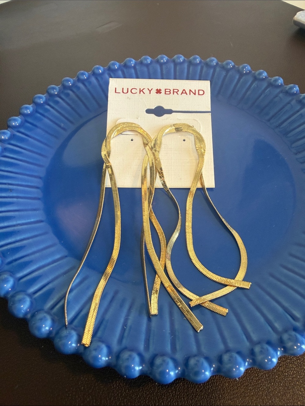 Lucky Brand Shiny Gold Multi-Chain Dangle Earrings